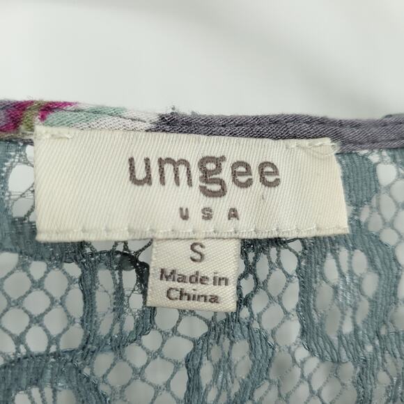 Umgee Gray and Pink Floral Long Sleeve Tunic Dress Small - Picture 12 of 12